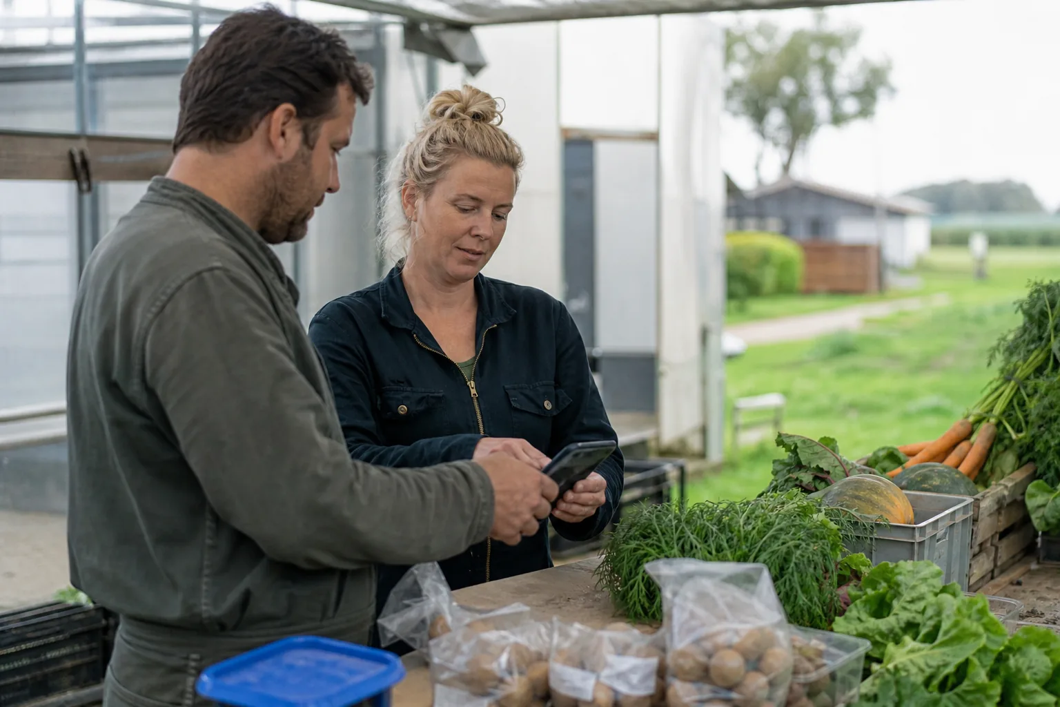 Werk op een Nederlands agrarisch bedrijf. Beeld bij het artikel: Waarom stappen steeds meer boerderijwinkels over op iDEAL, incasso en instant betalingen?